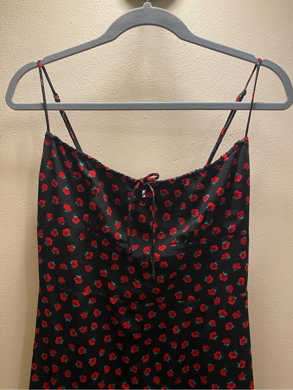 Black Slip Dress 🌹 with Red Rose Print *Realisation Par Inspired*